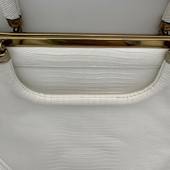 Bags by Supreme White Patchwork Reptile Print Clutch Shoulder Handbag - Picture 15 of 16